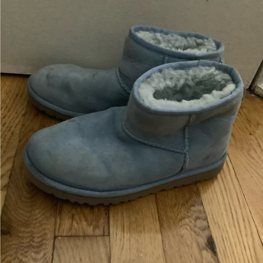 Cozy Blue Shearling Ankle Boots